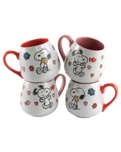 Peanuts 4 Piece 20 Ounce Stoneware Wax Relief Cup Set in 2 Assorted Designs
