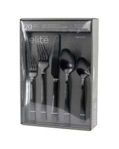 Gibson Elite Earlston 20 Piece Stainless Steel Flatware Set in Black