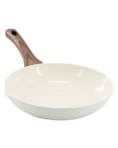 Oster Amberg Choice 12 Inch Ceramic Nonstick Forged Aluminum Frying Pan in Off-White