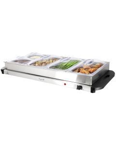 MegaChef Buffet Server &amp; Food Warmer With 5 Removable Sectional Trays , Heated Warming Tray and Removable Tray Frame