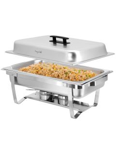 MegaChef 9.5 Quart Foldable Stainless Steel Professional Chafing Dish/Food Warmer/Buffet Server Serving Trays